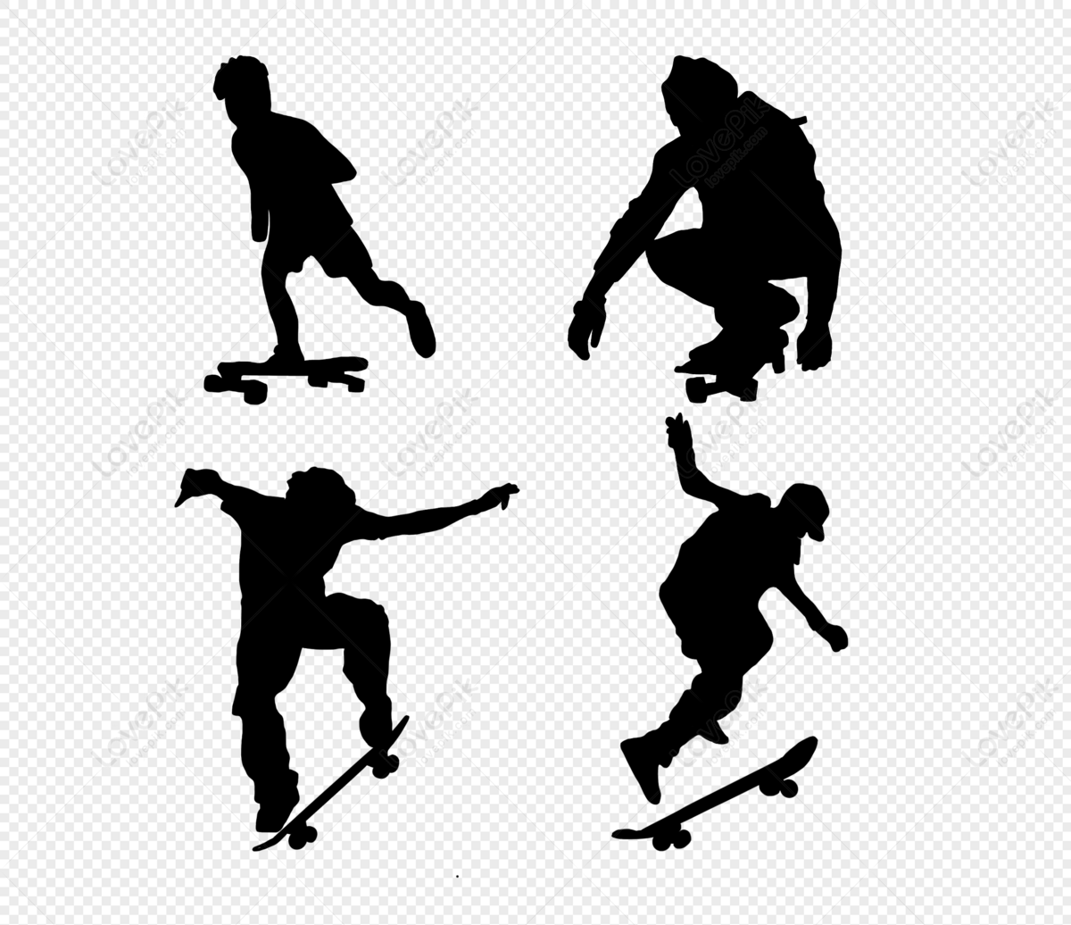 Skateboard Club Interest Silhouette PNG White Transparent And Clipart Image  For Free Download - Lovepik | 401784212