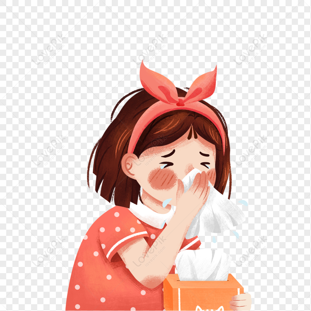 girl sneezing cartoon