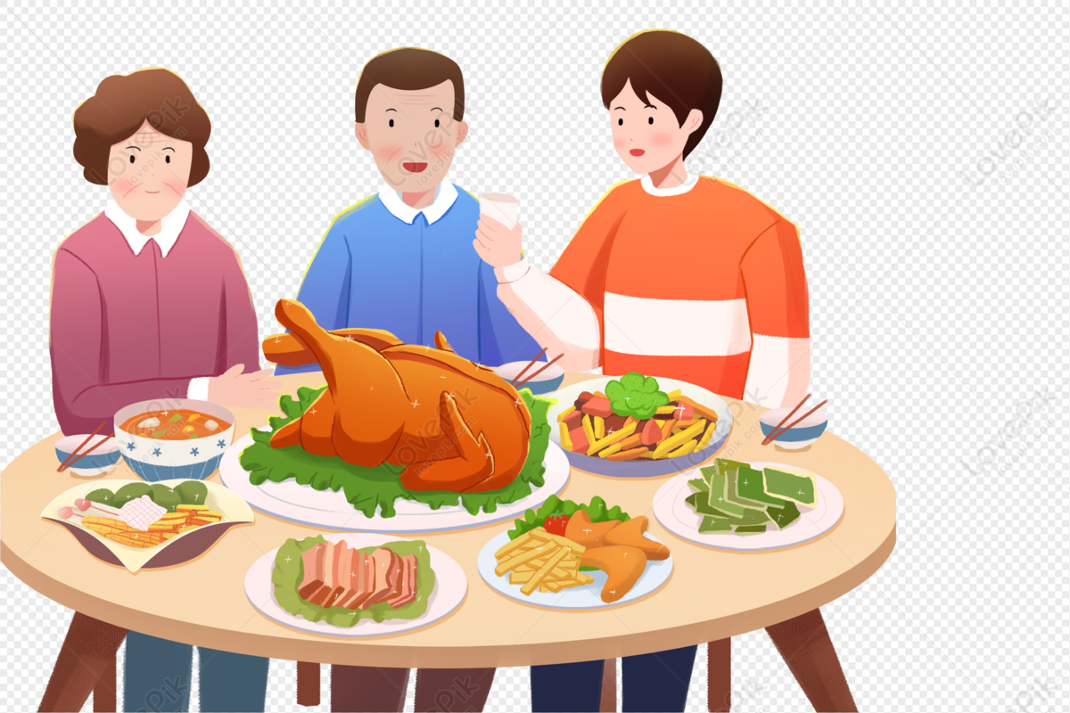 family turkey dinner clipart