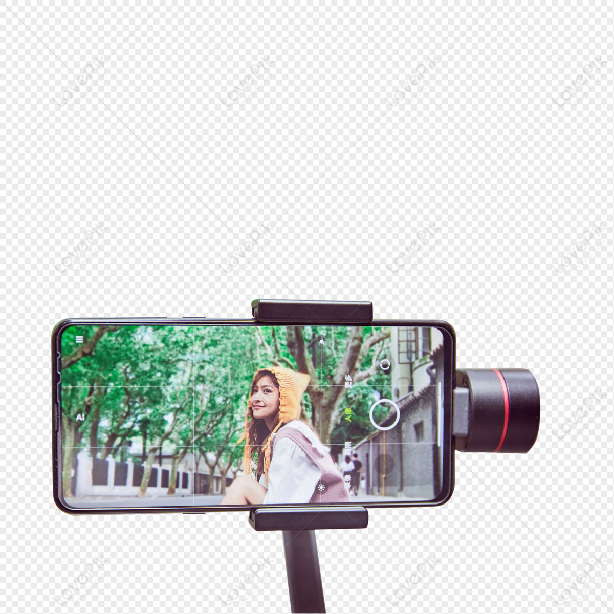 Travel blogger mobile selfie, autumn travel, material, womens png transparent background