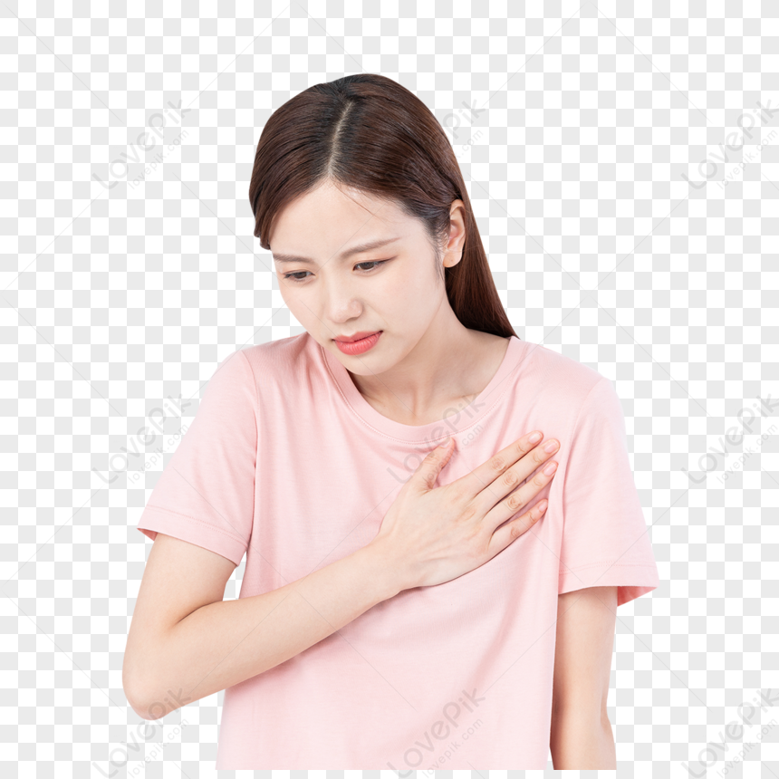 Young Woman With Chest Pain, Young, Chest Pain, Material PNG ...