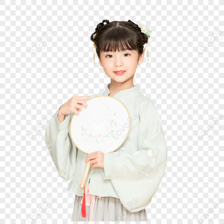 Ancient Hanfu Chinese Style Little Girl Dance Fan, Asia Traditional ...