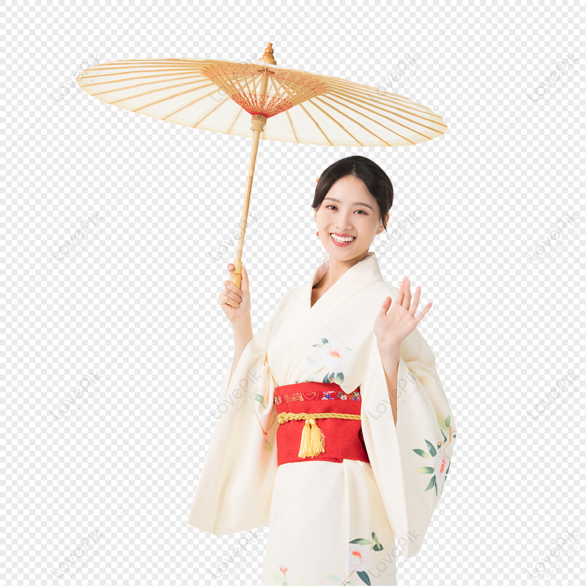 京和傘を手に持った着物の美女 イラスト 京和傘を手に持った着物の美しさ 東アジア 日本 フリー素材 透過 Lovepik