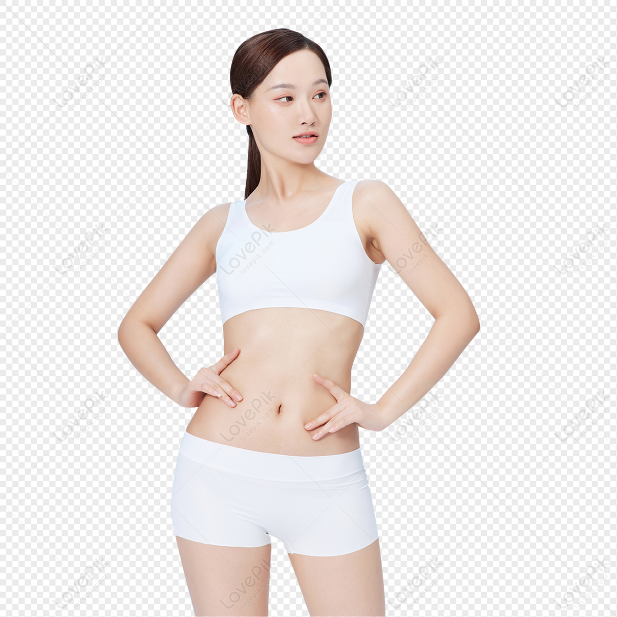Close Body Young Fit Sporty Female Body White Underwear Skincare