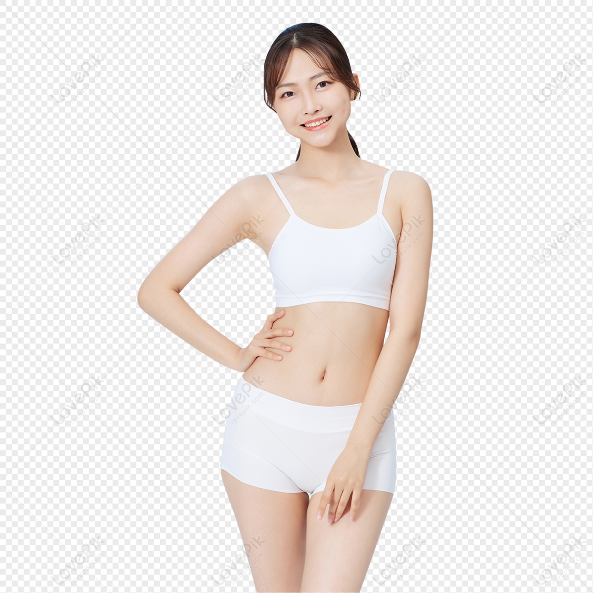 Conception of body care. Beautiful young woman with slim body type is in  the gym 15461799 Stock Photo at Vecteezy