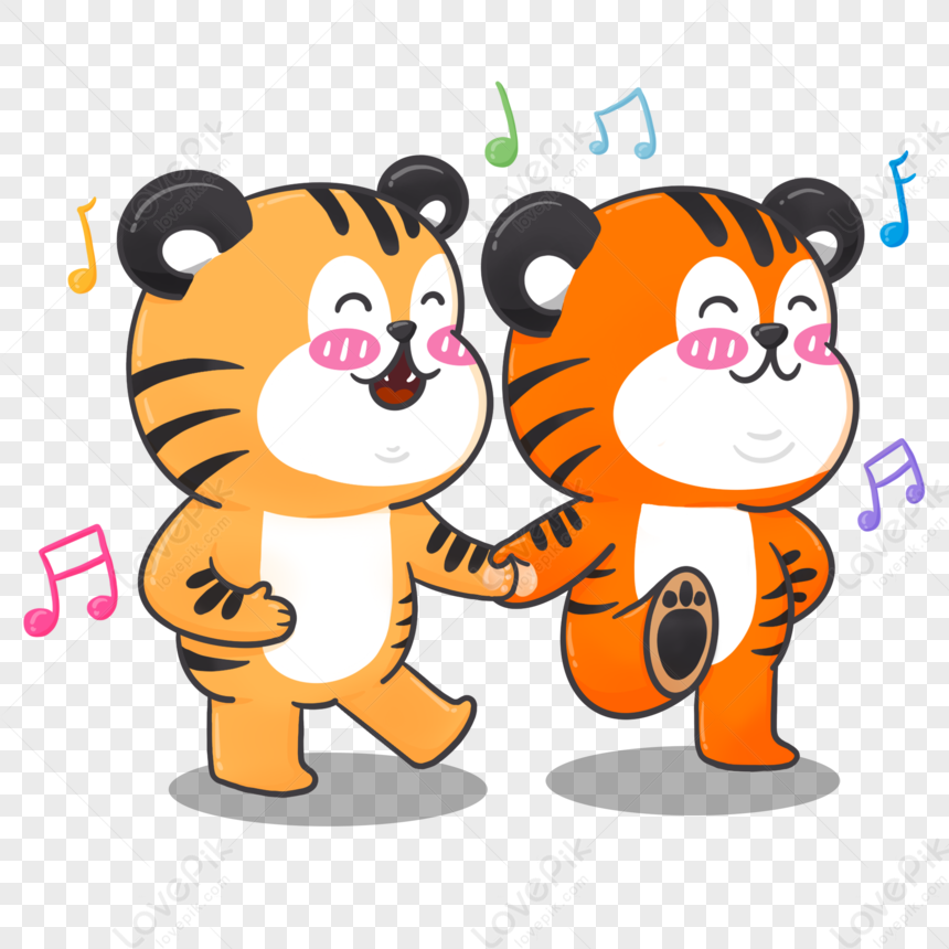 Hình ảnh Cặp đôi Hổ Nhỏ Dễ Thương Hạnh Phúc để Nhảy PNG Miễn Phí ...