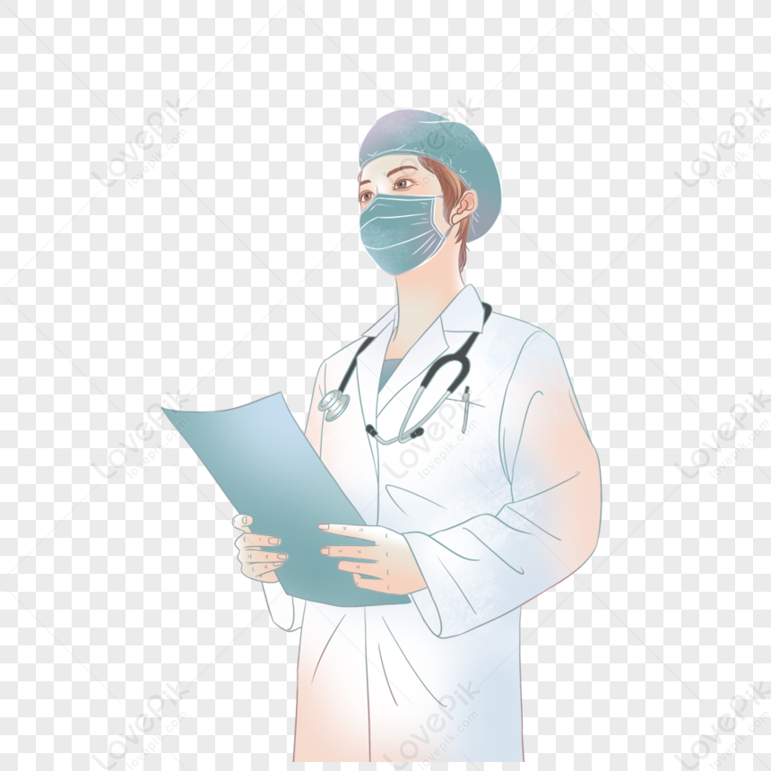 Personagem de desenho animado plana da equipe médica usando máscara  protetora no fundo branco. equipe de médico e enfermeiro.