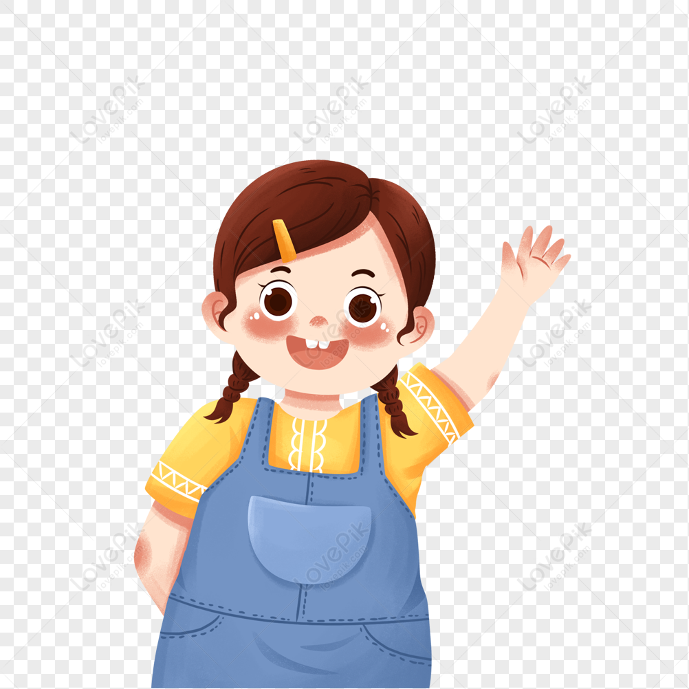 A Greeting Girl PNG Images With Transparent Background