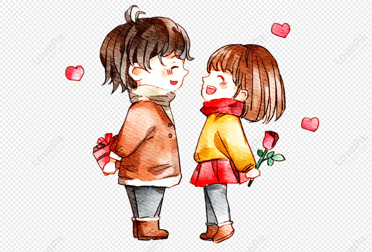 Hand Drawn Young Couple Giving Gifts To Each Other PNG Picture And Clipart  Image For Free Download - Lovepik | 401890475