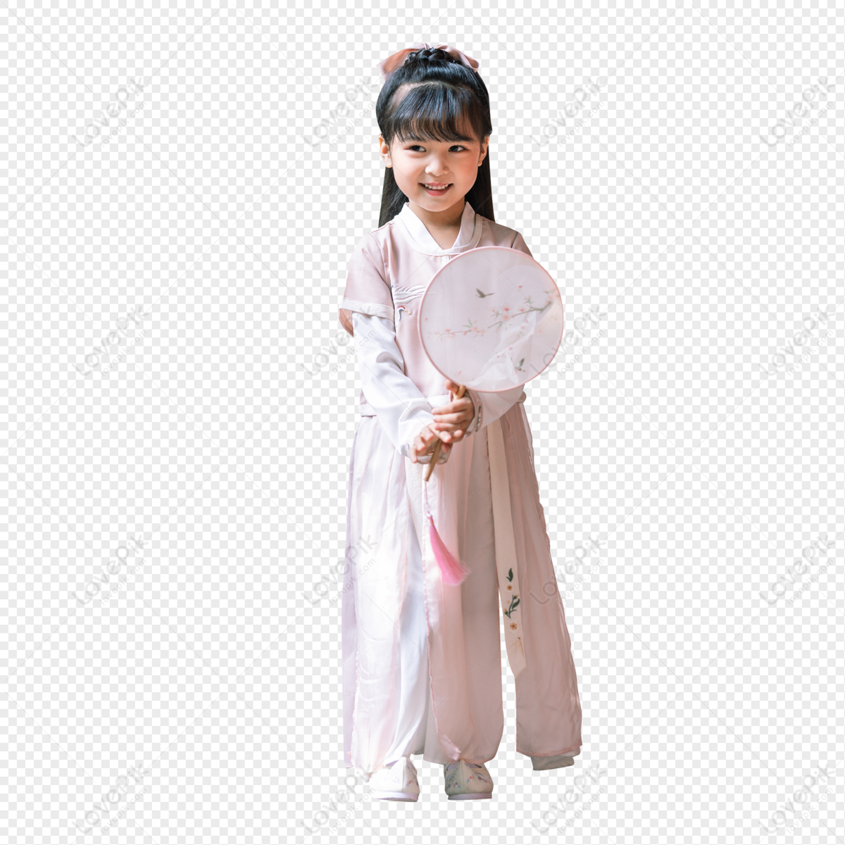 Hanfu Chinese Style Children Go To The Park With Fans And Play PNG ...