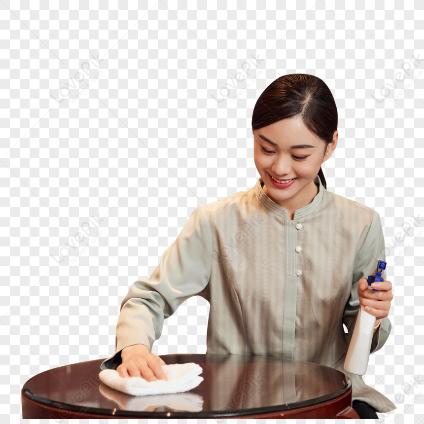 Hotel Service Cleaner Cleaning Wiping Table PNG Free Download And ...