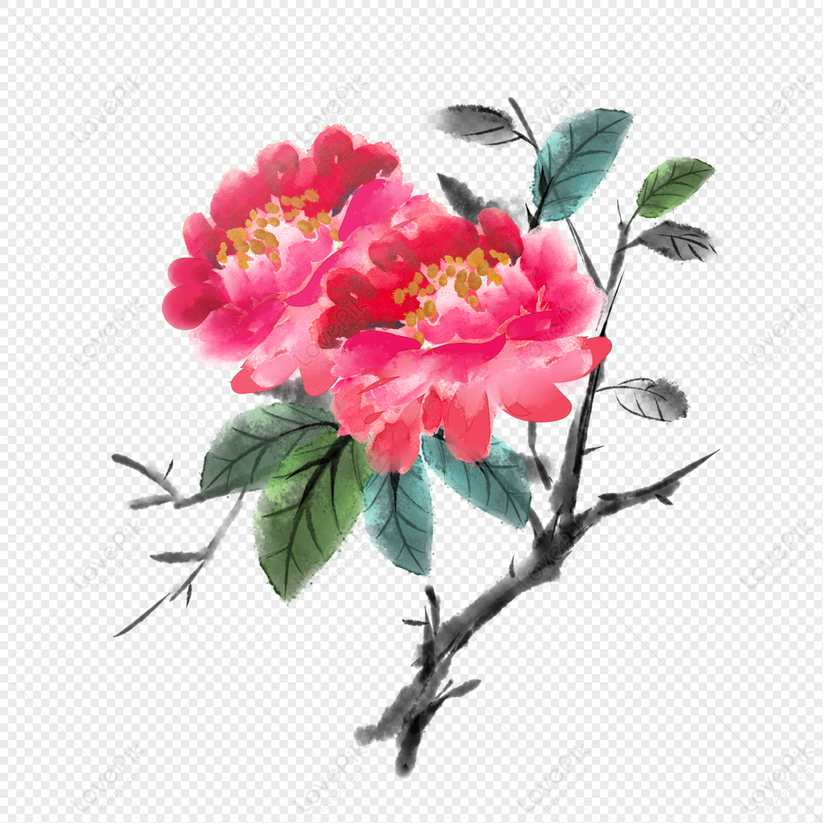 Ink Peony PNG Free Download And Clipart Image For Free Download ...