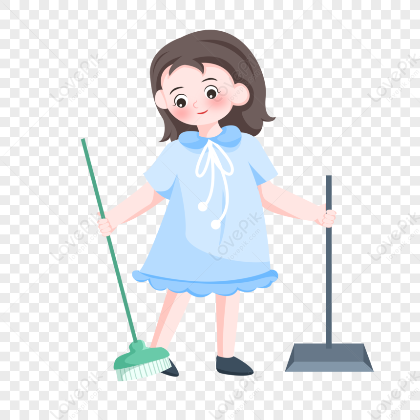 Labor Day Cleaning Girl, Sweeping Girls, Labor, Cleaning Lady Cartoon ...