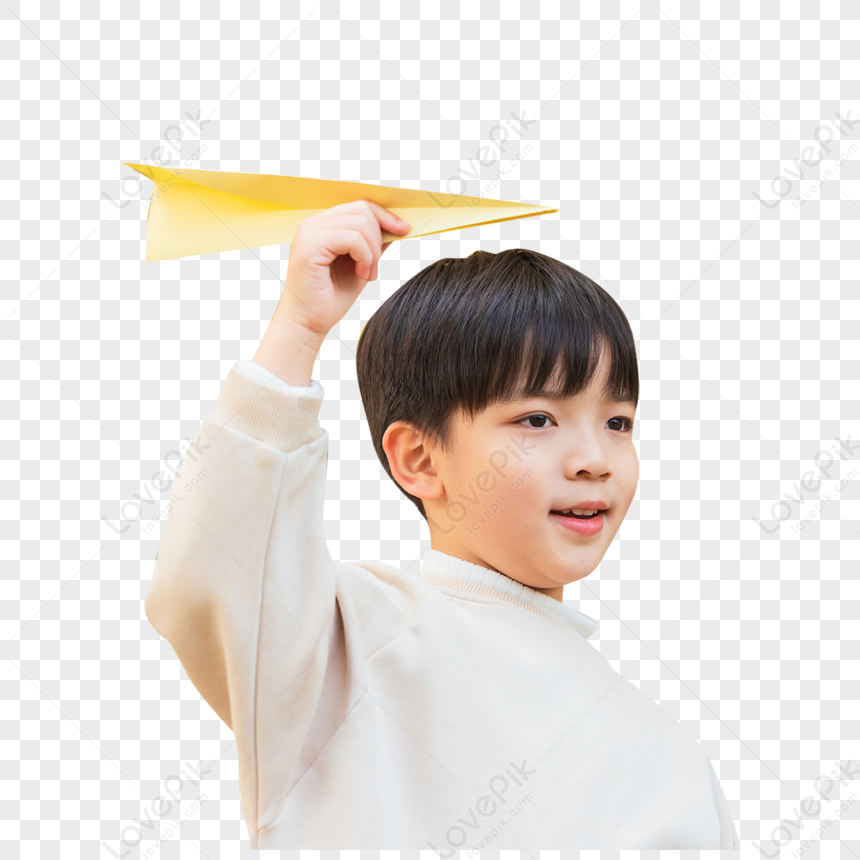 Little Boy Throwing Paper Airplane PNG White Transparent And Clipart ...