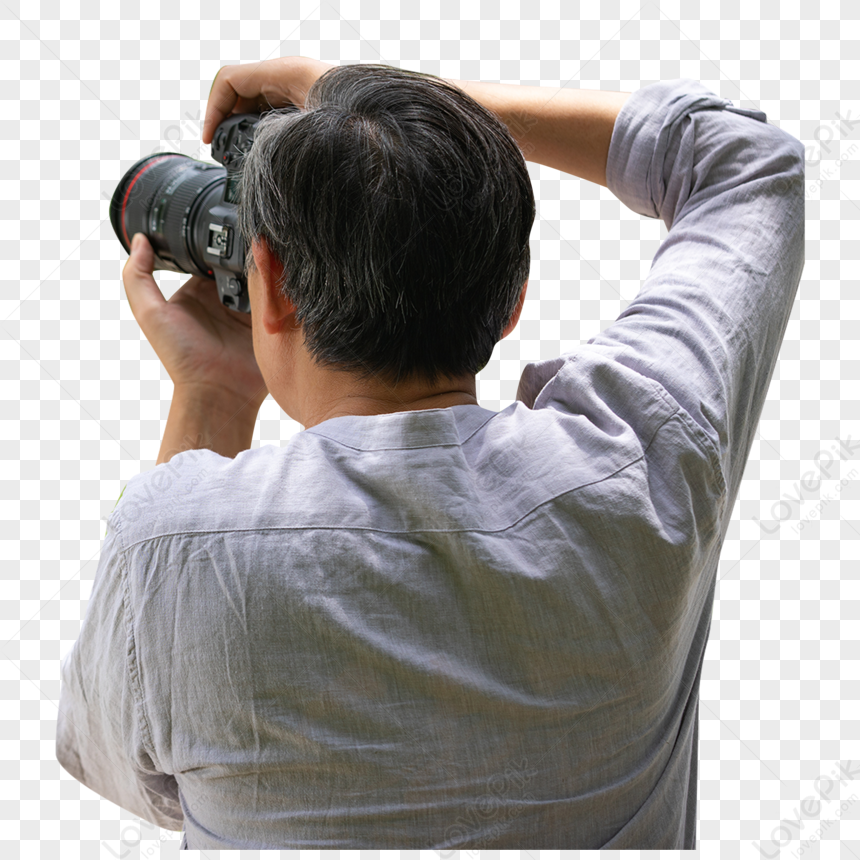 Middle-aged People Use Cameras To Shoot Landscape Backs, Shooting 