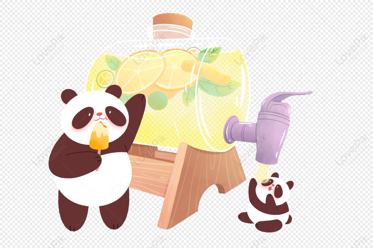 Panda com drink para colorir - Imprimir Desenhos