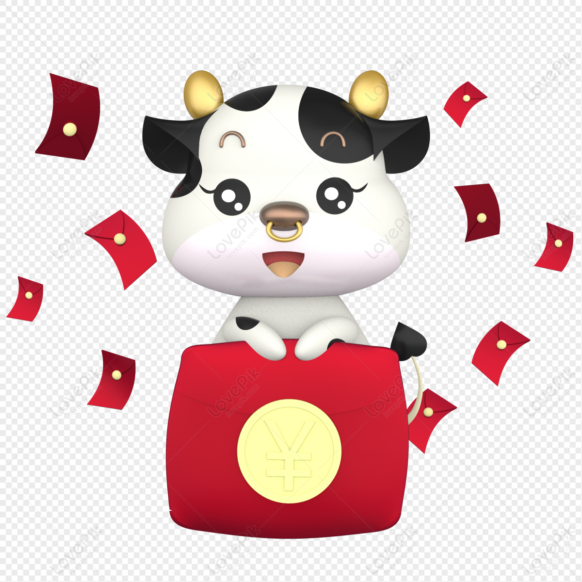 6 Year PNG Image, Year Of The Ox Cartoon Red Envelope 6, Chinese New Year, Red  Envelope, Year Of The Ox PNG Image For Free Download