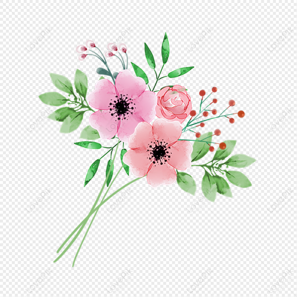 Watercolor Hand Drawn A Bunch Of Flowers PNG Transparent Background And  Clipart Image For Free Download - Lovepik | 401897950