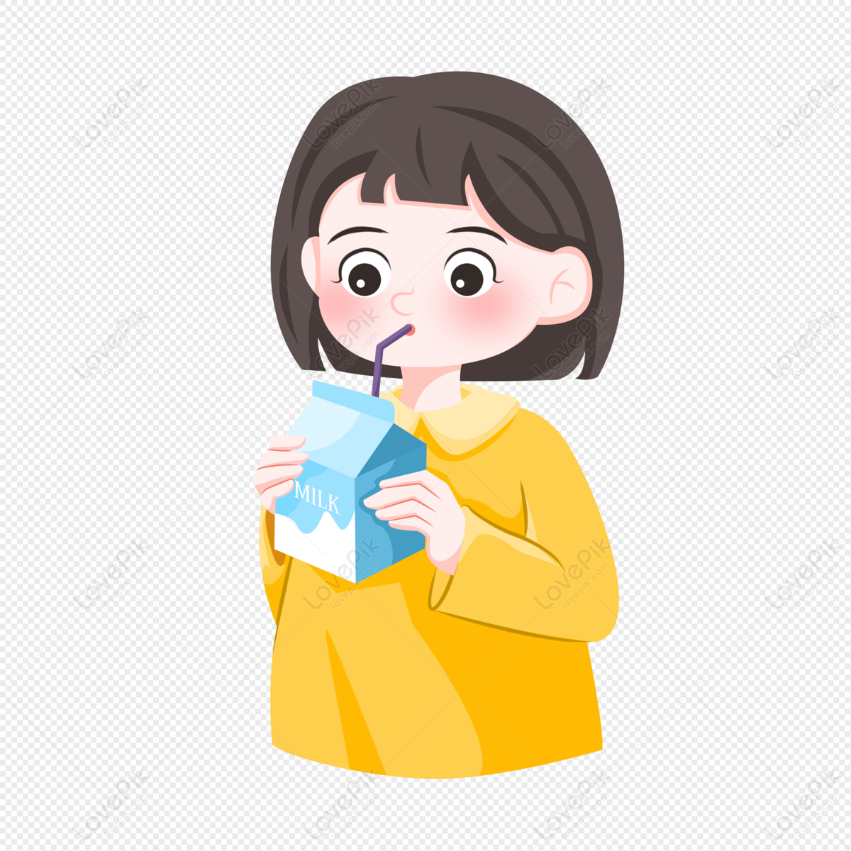 World Milk Day Drinking Milk Girl Free PNG And Clipart Image For Free  Download - Lovepik | 401928389