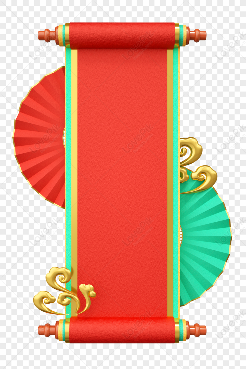 3d Model Of Chinese Style Scroll On National Day Mid Autumn Festival ...