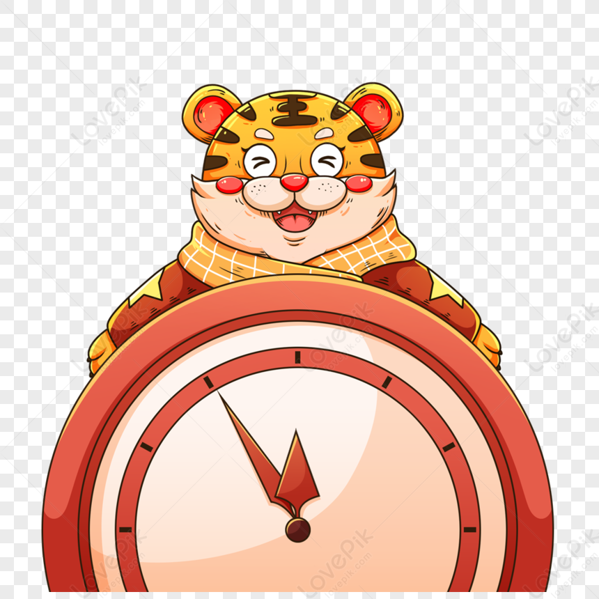 A Tiger Holding A Clock Free PNG And Clipart Image For Free Download ...