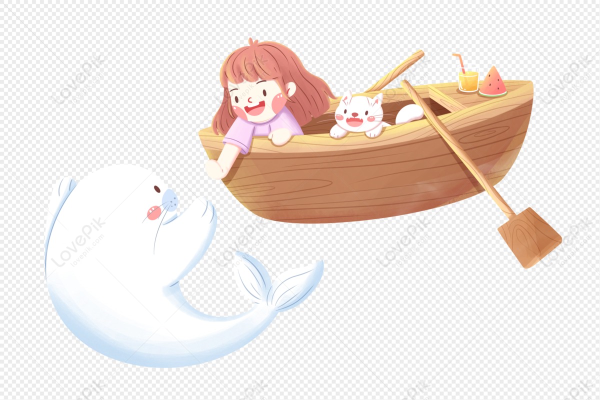 Girl And Seals PNG Image And Clipart Image For Free Download - Lovepik