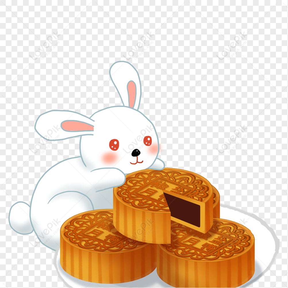 Jade Rabbit Eating Moon Cake PNG Transparent And Clipart Image For Free