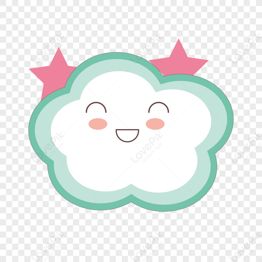 Star Border, Cloud Light, Cute Green, Cartoon Cute PNG Image Free ...