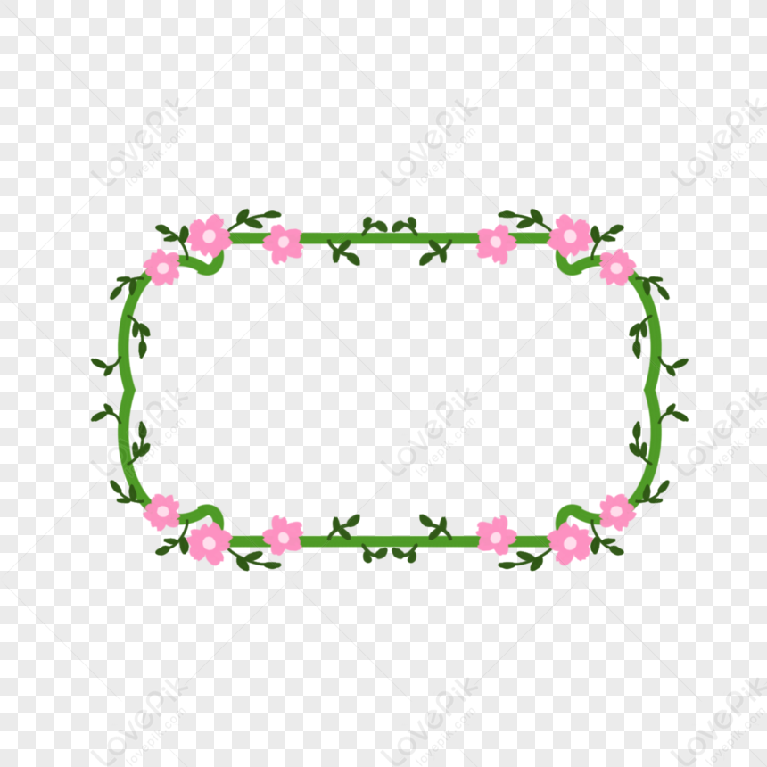 Simple Hand Drawn Border Art Graphic, Floral Vector, Pink Vector ...