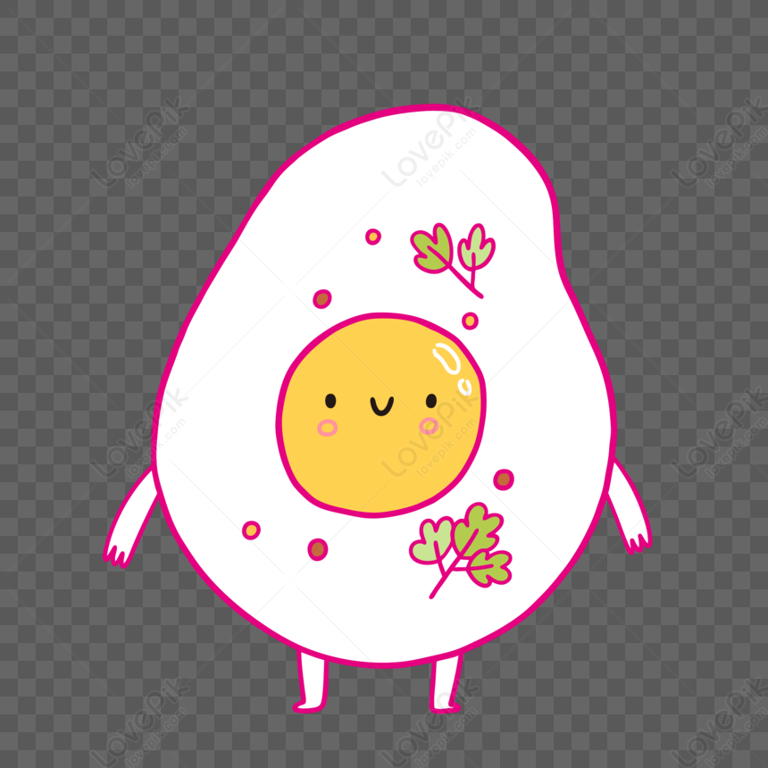 Cute Anthropomorphic Summer Food Poached Egg Element PNG Image ...