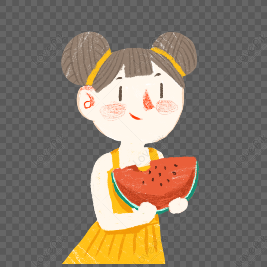 Girl Eating Melon PNG White Transparent And Clipart Image For Free ...