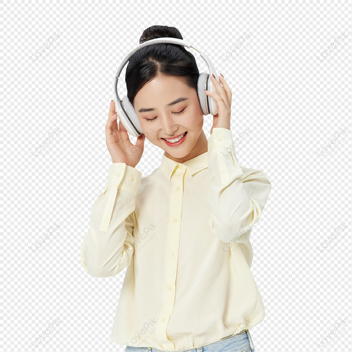 женщина слушает музыку PNG изображения с прозрачным фоном | Скачать  бесплатно на Lovepik.com