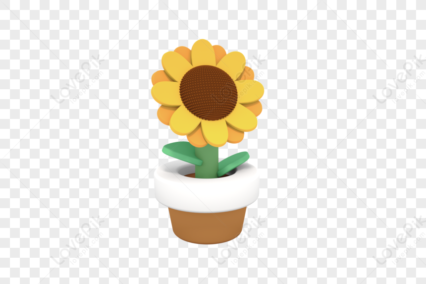 C4d Clay Wind Cute Sunflower Potted 3d Model PNG Hd Transparent Image And  Clipart Image For Free Download - Lovepik | 402140244