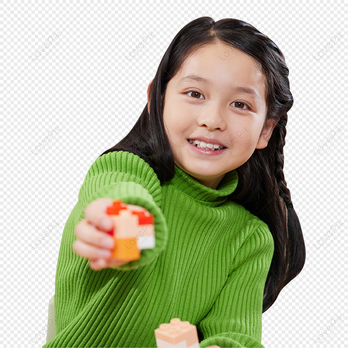 little girl showing cute little girl showing presenting with hand for copy space ...