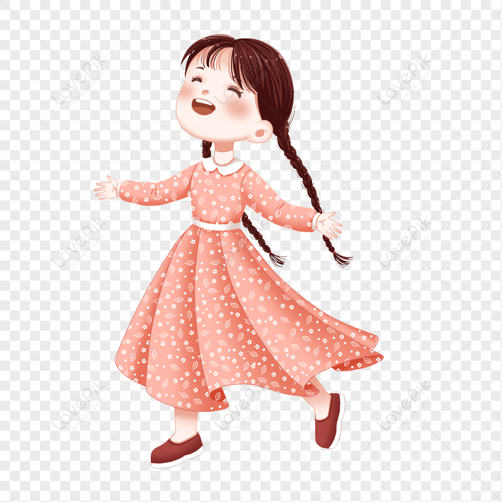 excited little girl clipart