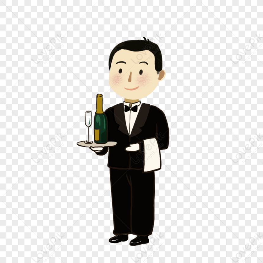 Hand Painted Cartoon Waiter Image PNG Free Download And Clipart Image For  Free Download - Lovepik | 402158573