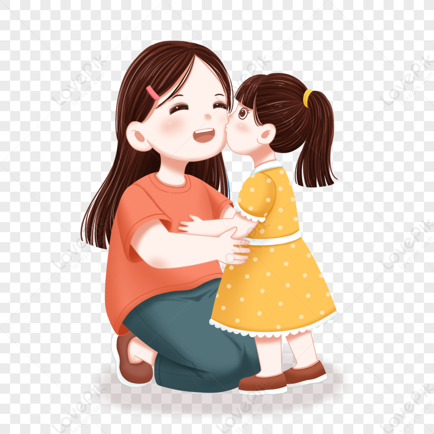 Mothers Day Little Girl Kiss Mom Cartoon Character Material PNG Image Free  Download And Clipart Image For Free Download - Lovepik | 402158741