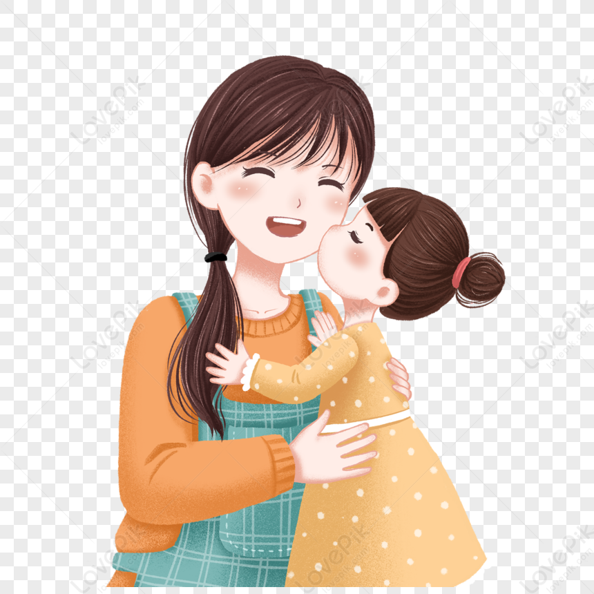 Mothers Day Little Girl Kiss Mother Cartoon Character Elements PNG Image  Free Download And Clipart Image For Free Download - Lovepik | 402157261
