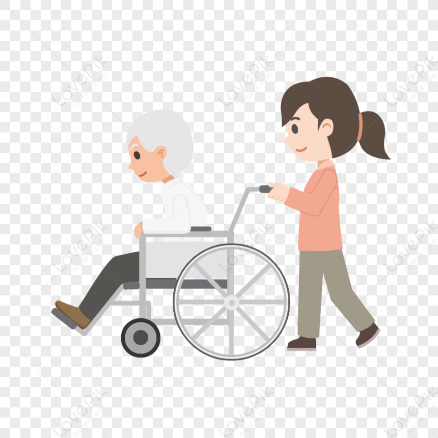Ayuda Al Día Discapacitado Para Ayudar A Los Ancianos A Empujar El Elemento  De La Tarjeta De Silla De Ruedas PNG Imágenes Gratis - Lovepik