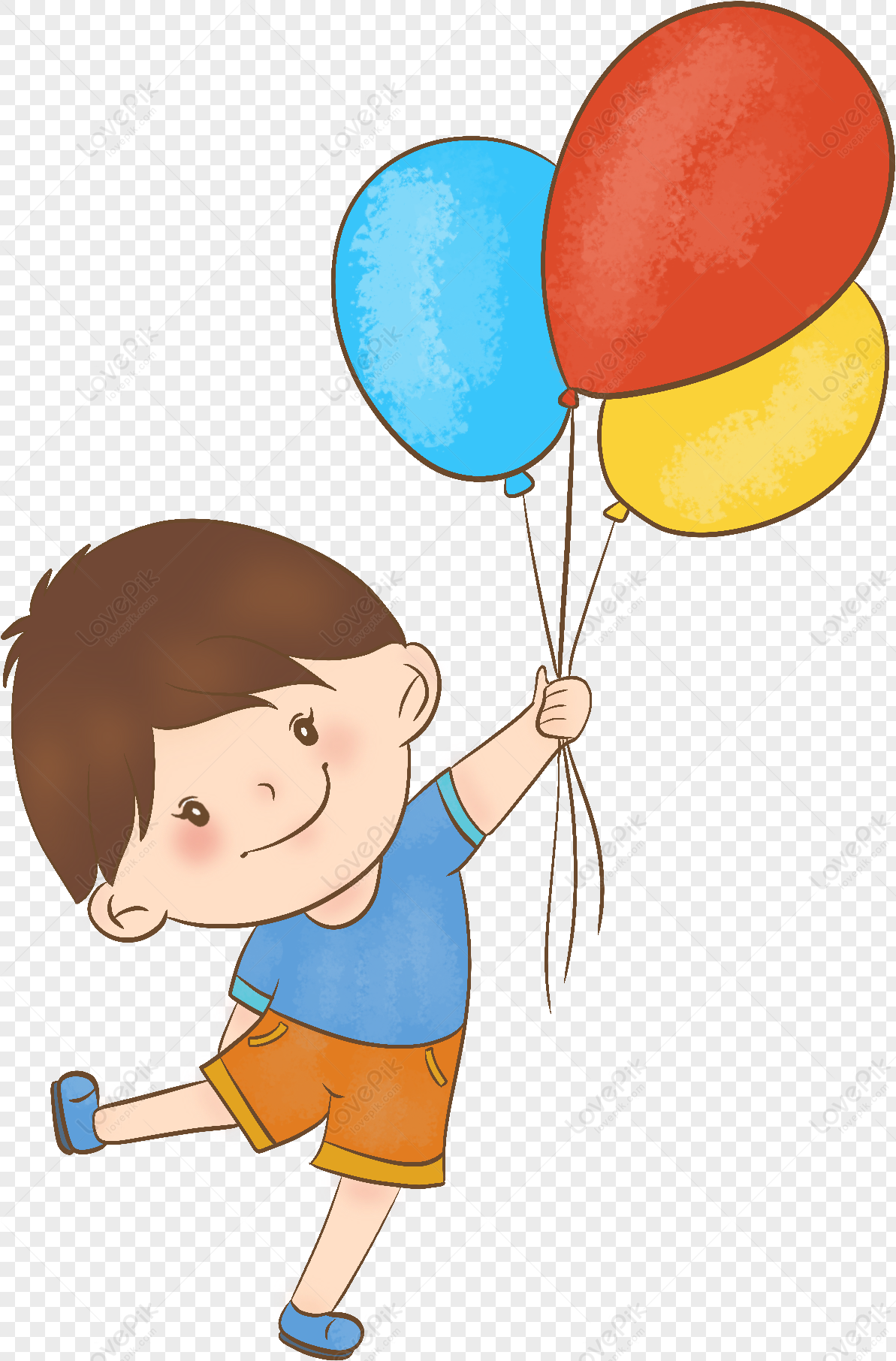 personagem de desenho animado de lobo fofo voar com balão de ar no