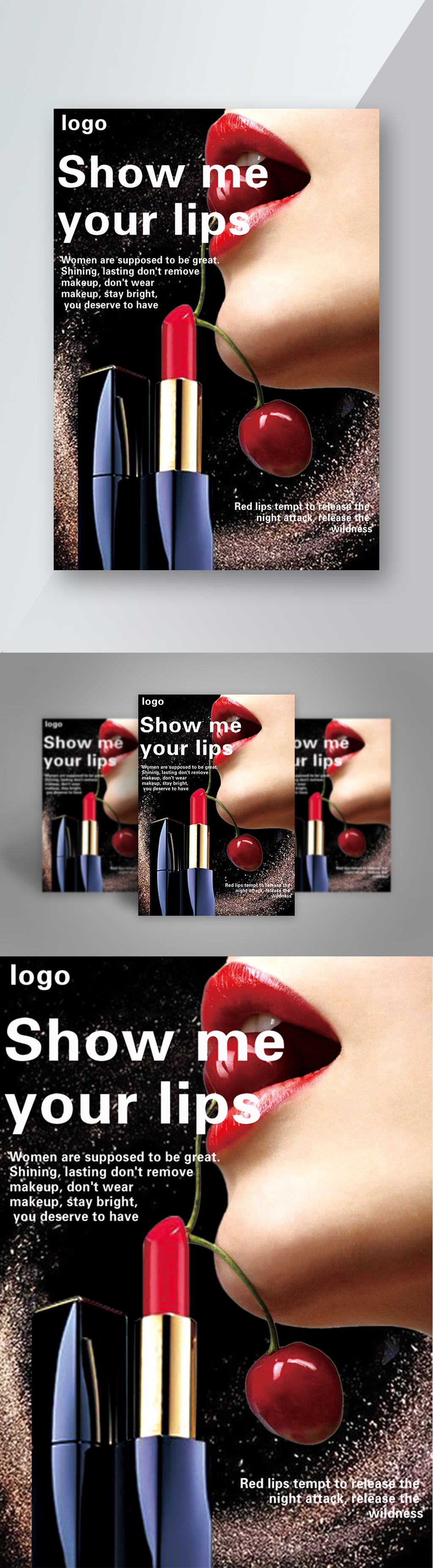 Show me your lips lipstick poster template image_picture free download ...