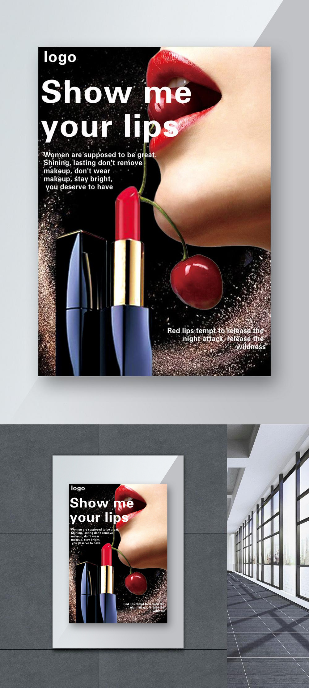 Show me your lips lipstick poster template image_picture free download ...