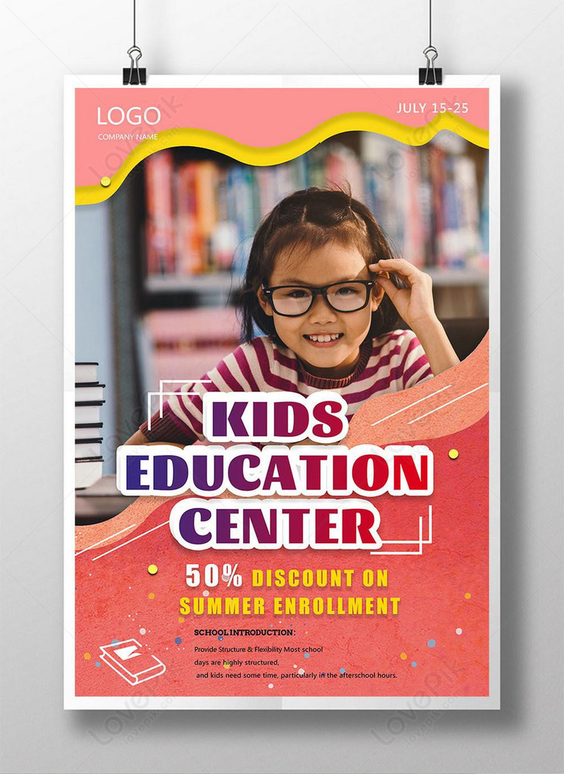 Simple creative kids education center poster template image_picture