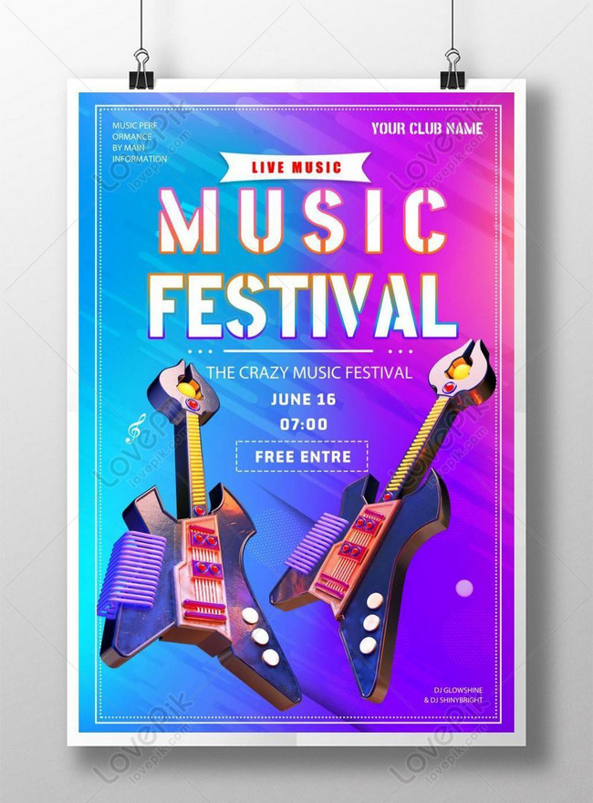 Template Poster Festival Musik Yang Berwarna Warni Untuk Diunduh Gratis ...