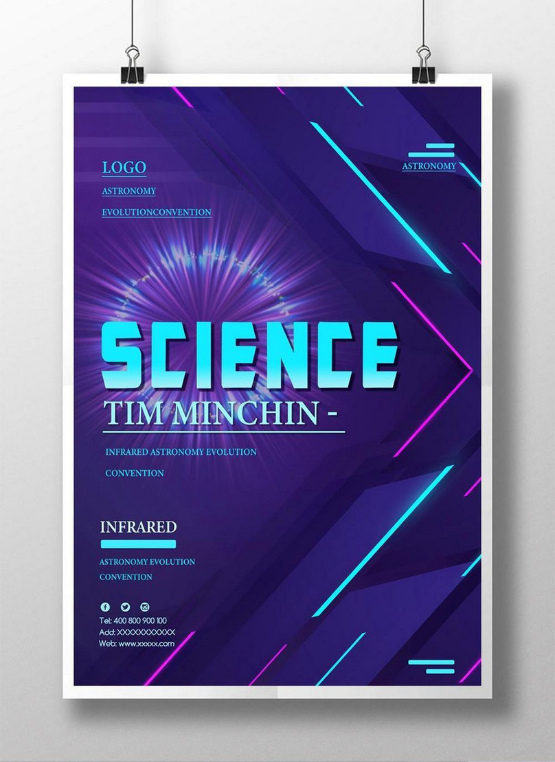 Geometric line tech poster template image_picture free download