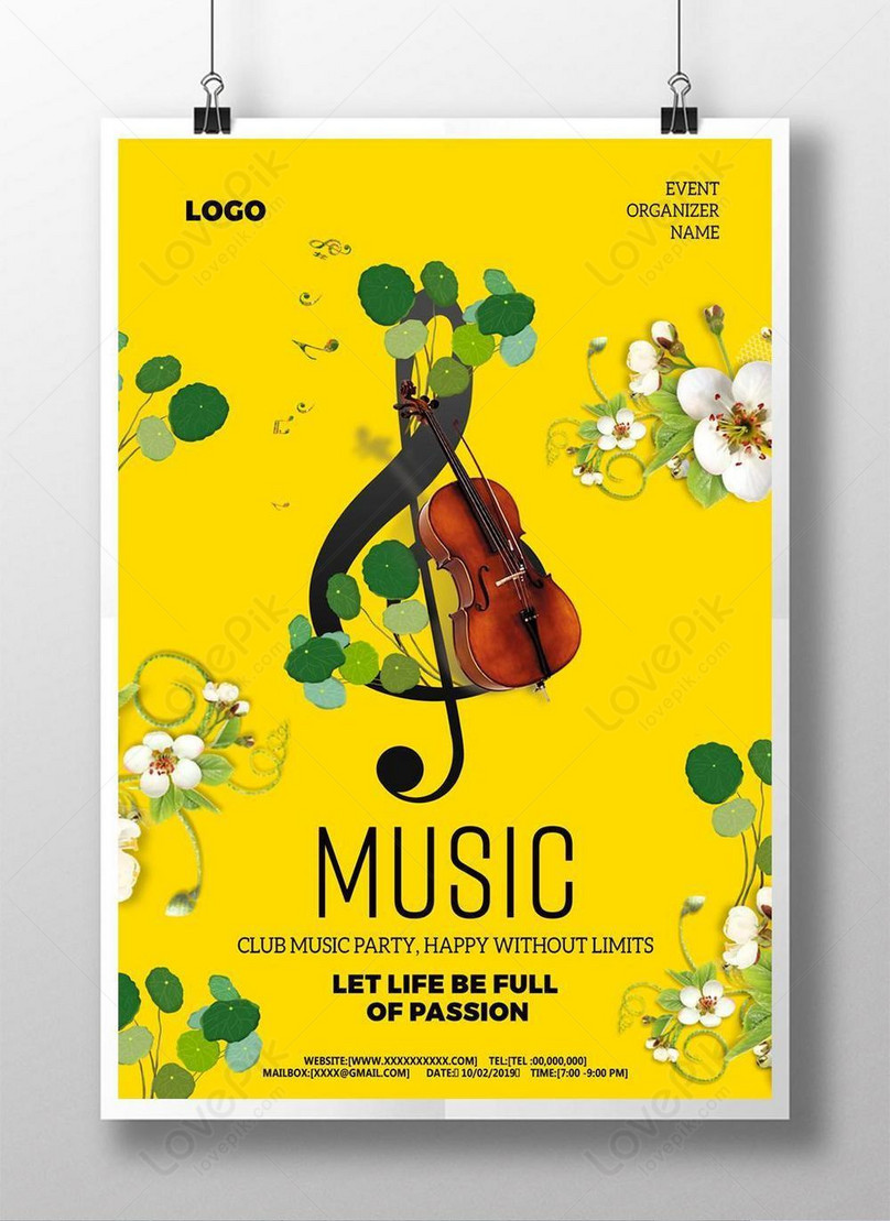 Fresh and elegant minimalist music festival poster template image_picture  free download 