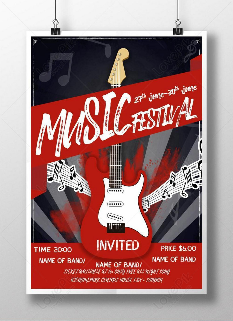 Free PSD, Anime-comic style music festival flyer template