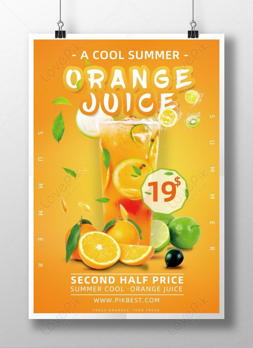 Simple And Stylish Fresh Orange Juice Poster Template Imagepicture