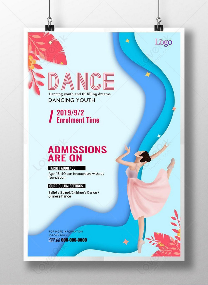 Fresh Blue Dance Training Poster Template Image Picture Free Download 