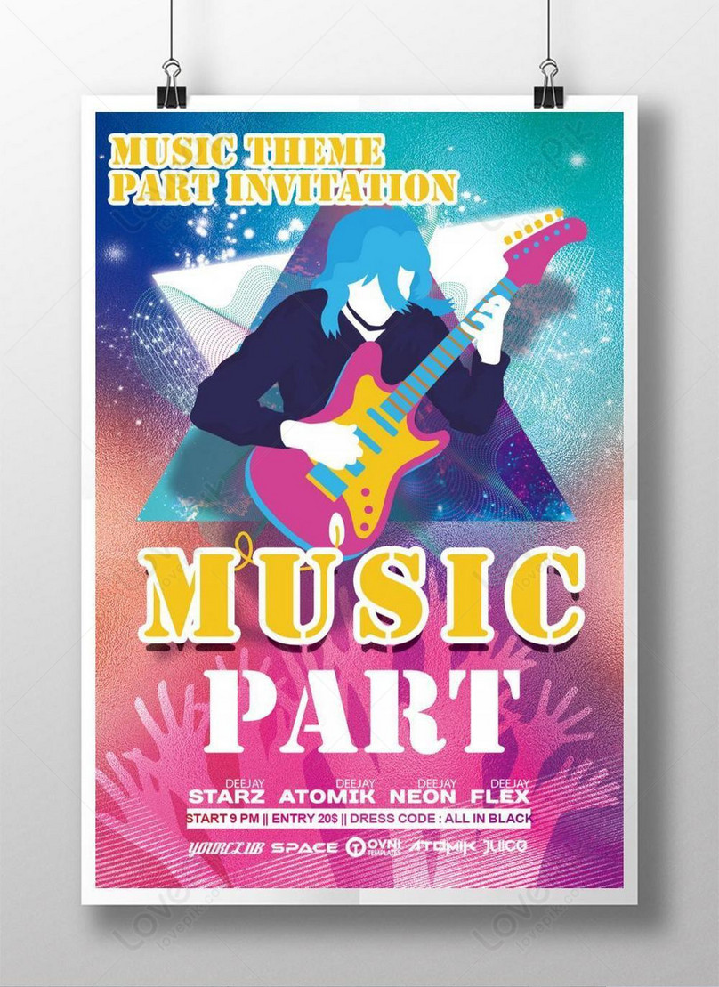 Cartoon style music party invitation template image_picture free download  
